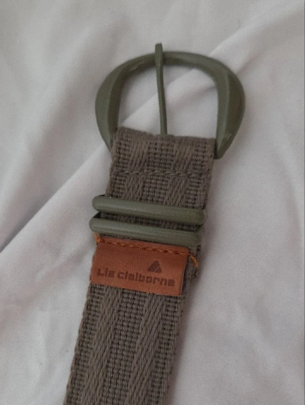 Olive Green Canvas Belt, Size Large (30-34), Excellent Like New Condition
